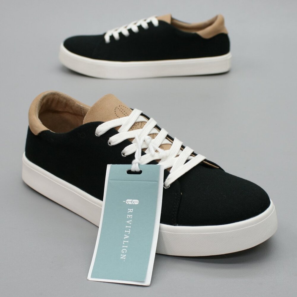REVITALIGN Black and Tan Low-Top Athletic Sneakers